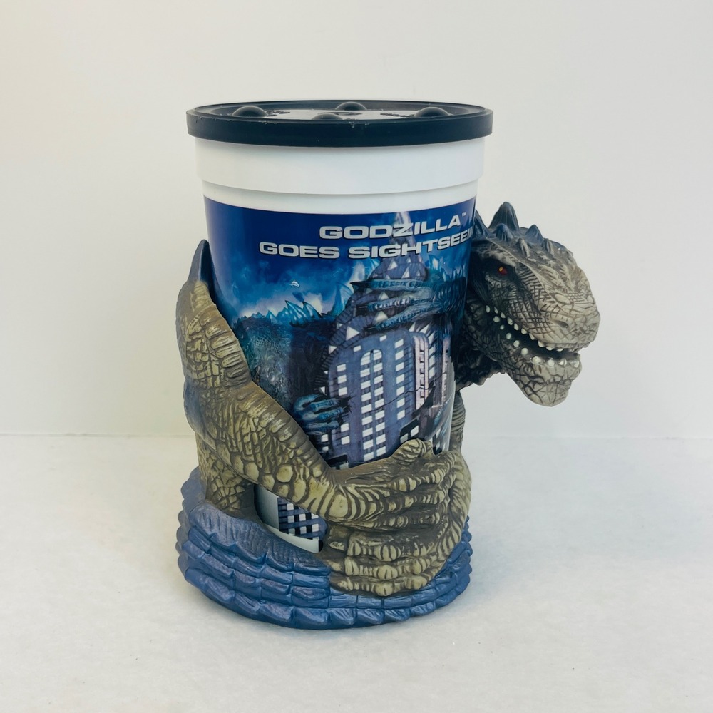 Godzilla 1998 Movie Promo Cup & 3D Sculpted Holder Clip Sci-Fi Excellent